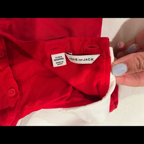 Janie & Jack, baby girl, Christmas Red & White Bow Matching Set 3-6m - Picture 3 of 4